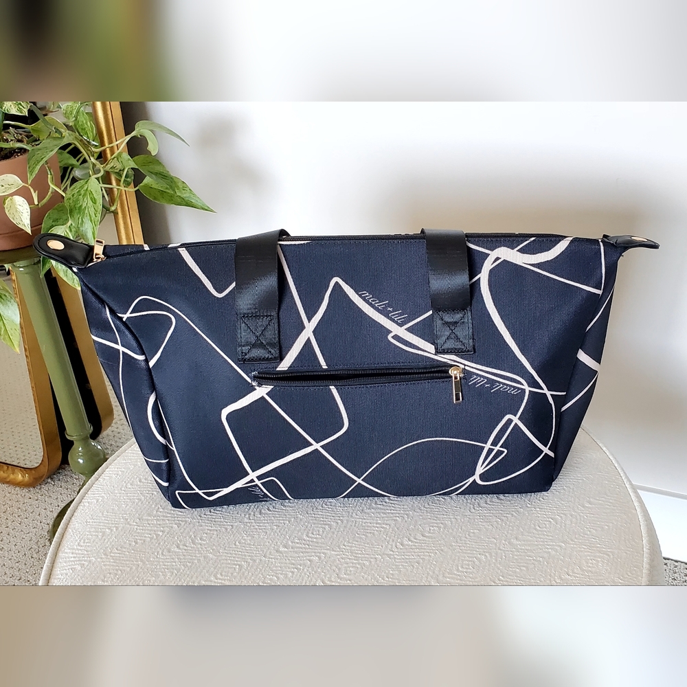 Mali + Lili Blue Multi-Functional Zip Large Zip Duffel Tote Bag, EUC